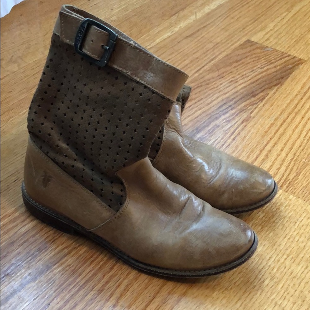 Frye Leather and Suede mid calf boots